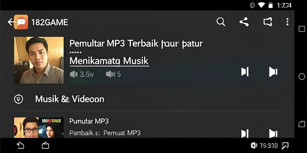 Antarmuka sederhana dan fungsional dari aplikasi Pemutar MP3 182GAME.