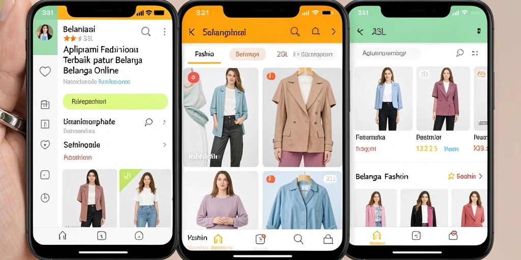 Antarmuka aplikasi 33L dengan berbagai pilihan fashion yang menarik.