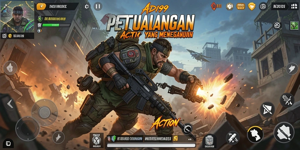 Tampilan antarmuka ADI99 yang menampilkan aksi seru dan grafik luar biasa.
