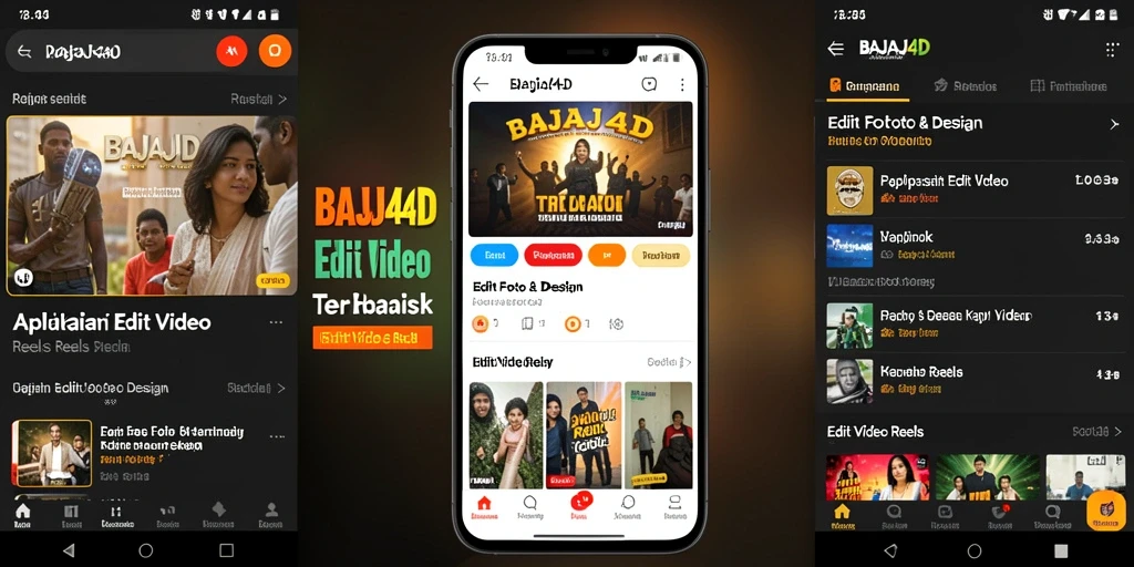 Tampilan antarmuka pengguna BAJAJ4D untuk Edit Video Reels.