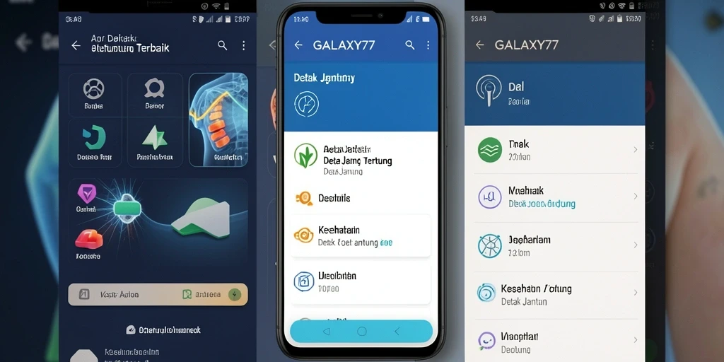Tampilan antarmuka utama GALAXY77 untuk pemantauan detak jantung yang efektif.