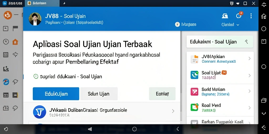 Antarmuka aplikasi JV88 menunjukkan berbagai soal ujian yang interaktif.