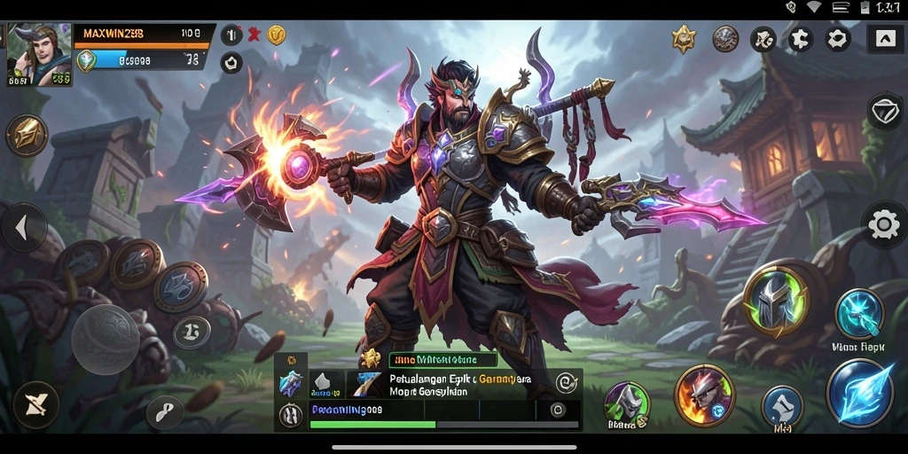 Antarmuka dan desain karakter yang menarik dalam permainan RPG.