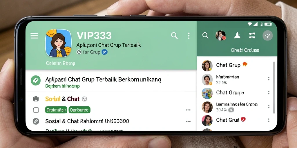 Antarmuka pengguna aplikasi VIP333 yang intuitif untuk Chat Grup.